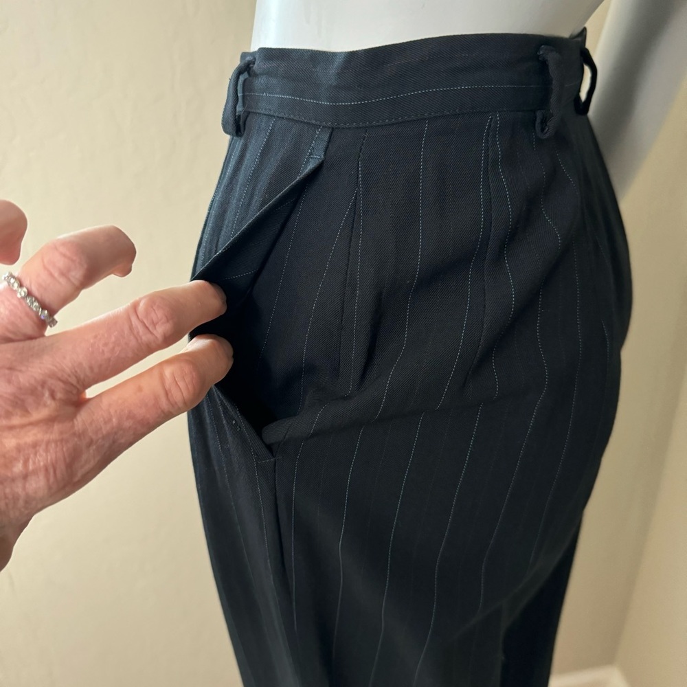 GIORGIO ARMANI Vintage Wool Crepe Blue Pinstripe Dress Pants - Picture 15 of 16